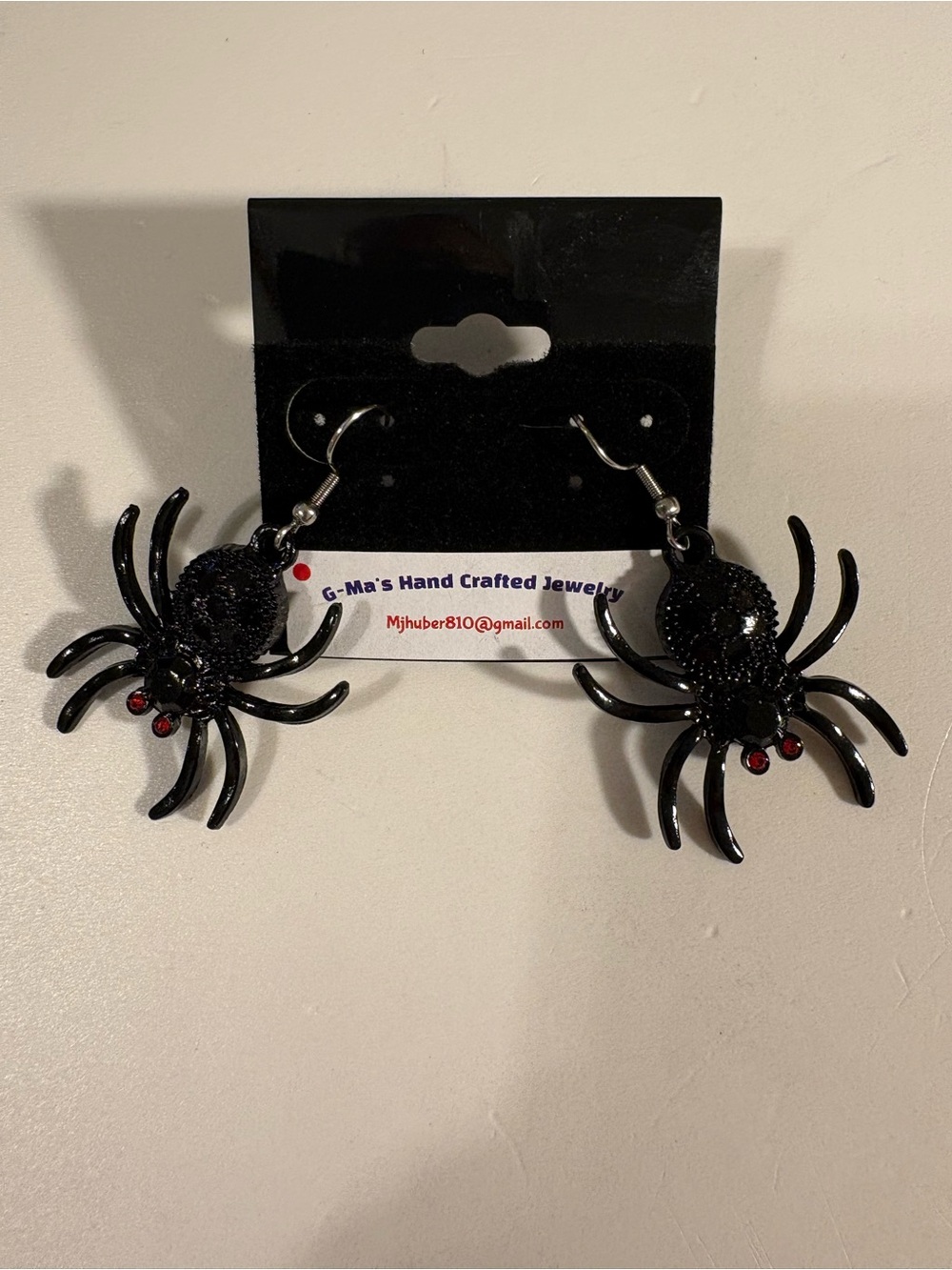 Black Spider Drop Earrings